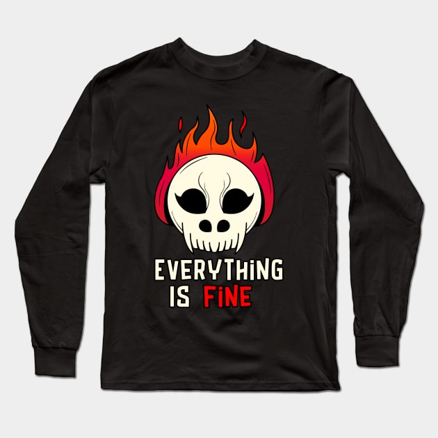 Burning Skull Long Sleeve T-Shirt by UnicornDreamers